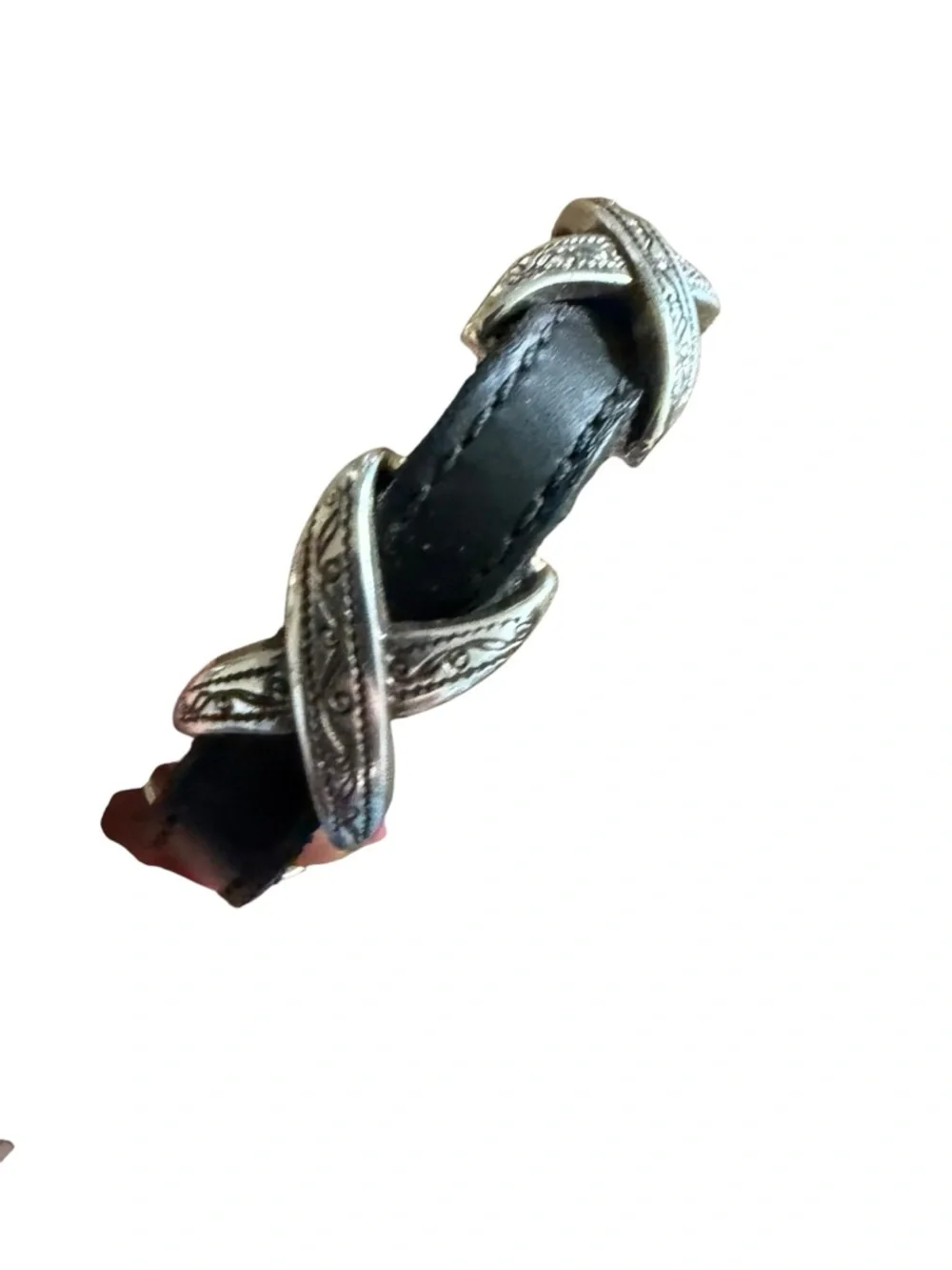 Brighton Black Leather Boho Western Bracelet with Silver-Tone Accents